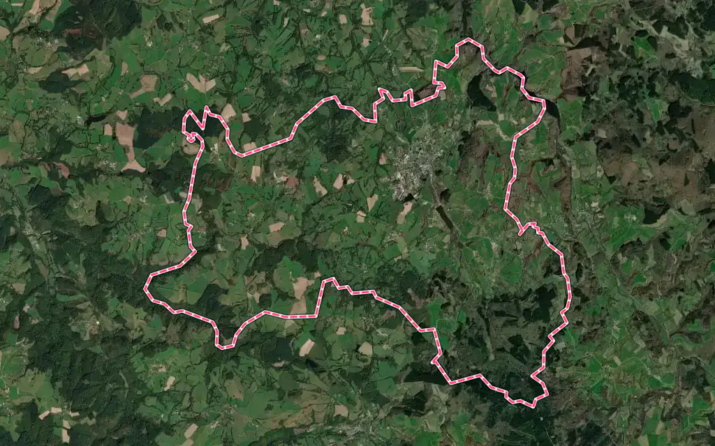 Vue satellite de Le Mayet-de-Montagne avec ses contours administratifs