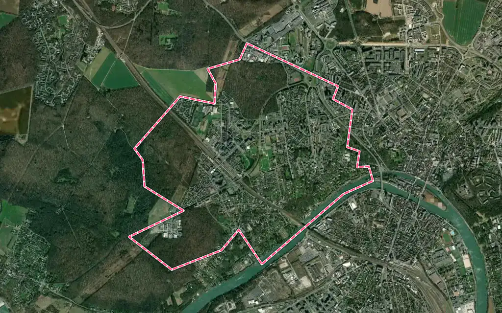 Vue satellite de Le Mée-sur-Seine avec ses contours administratifs
