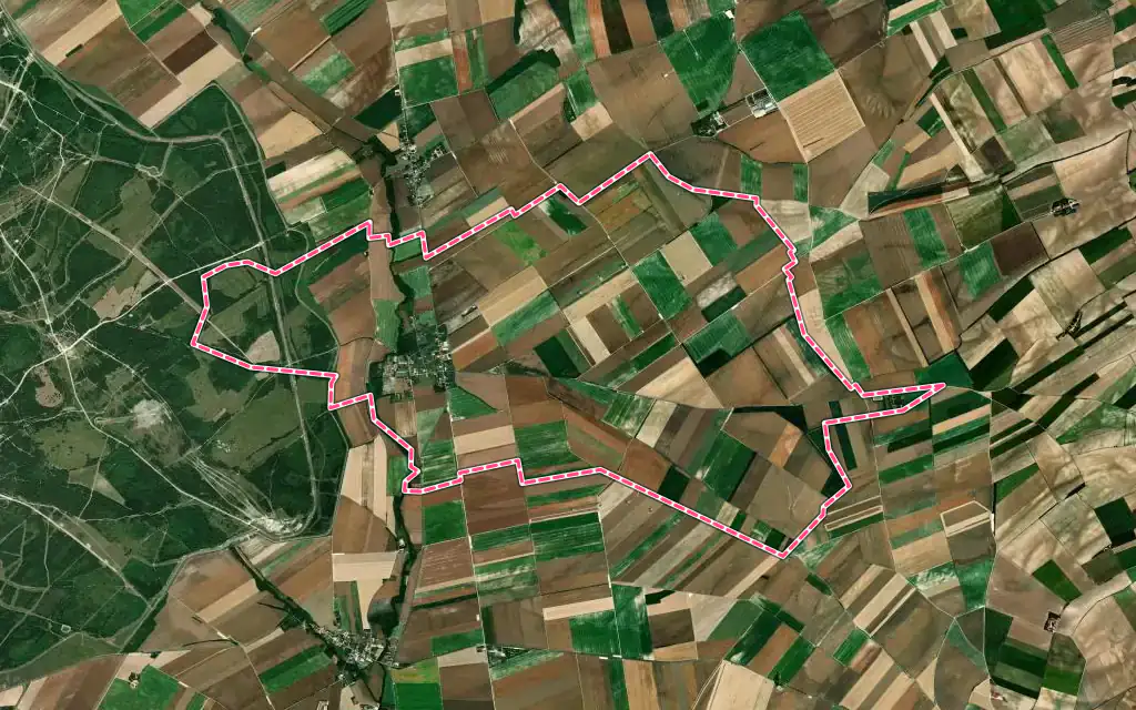 Vue satellite de Le Meix-Tiercelin avec ses contours administratifs