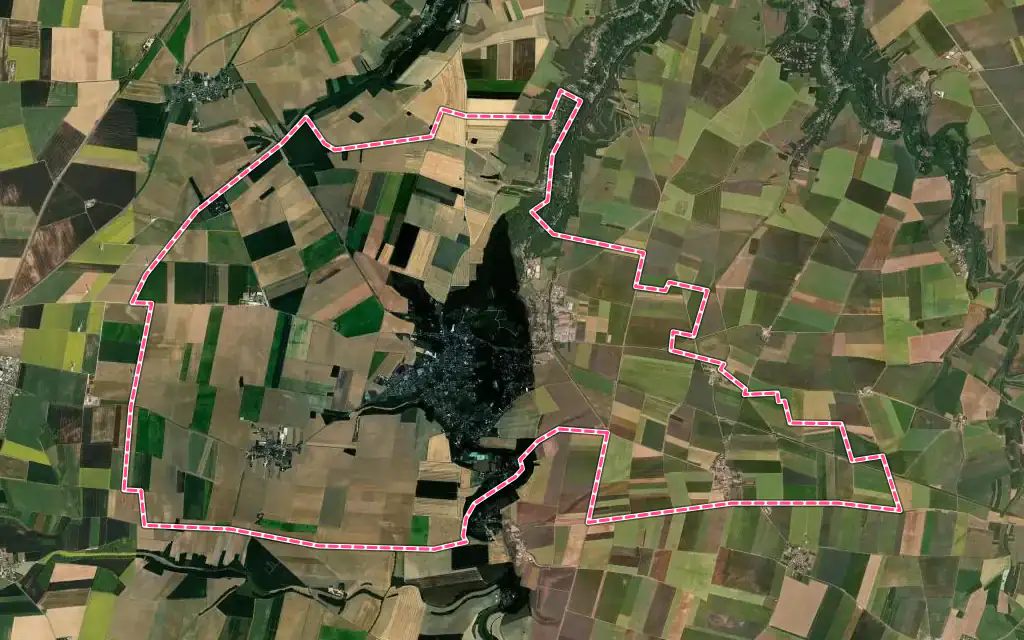 Vue satellite de Le Mérévillois avec ses contours administratifs