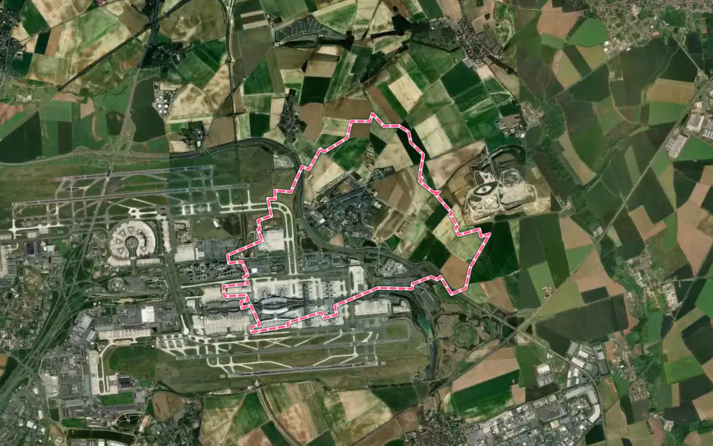 Vue satellite de Le Mesnil-Amelot avec ses contours administratifs