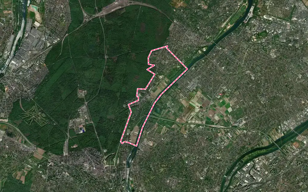 Vue satellite de Le Mesnil-le-Roi avec ses contours administratifs