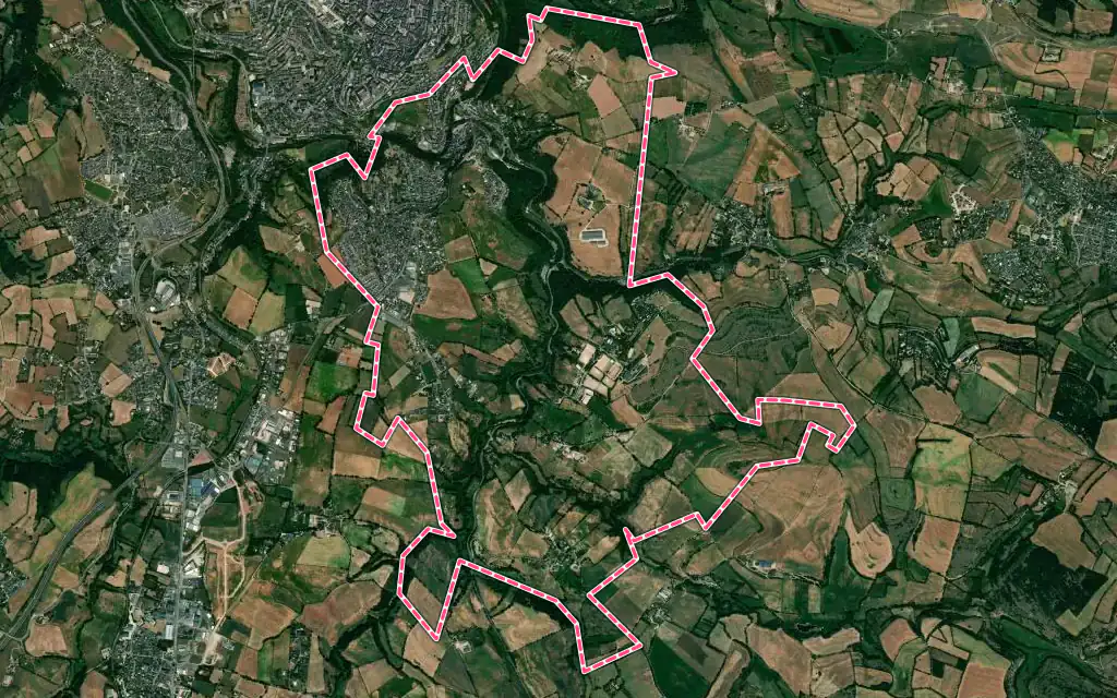 Vue satellite de Le Monastère avec ses contours administratifs