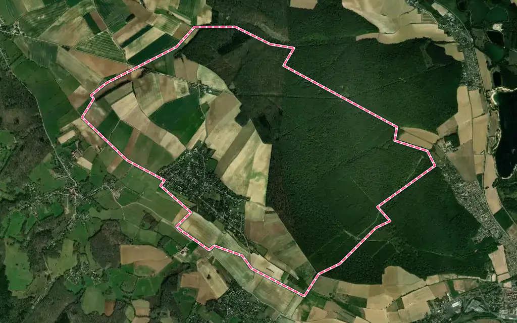 Vue satellite de Le Mont-Saint-Adrien avec ses contours administratifs
