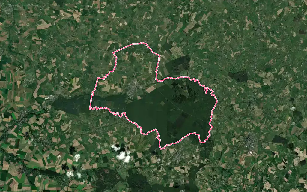 Vue satellite de Le Nouvion-en-Thiérache avec ses contours administratifs