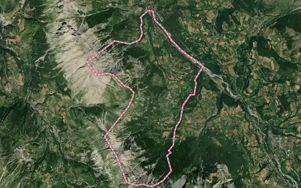 Vue satellite de Le Noyer avec ses contours administratifs