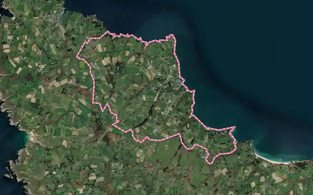 Vue satellite de Le Palais avec ses contours administratifs