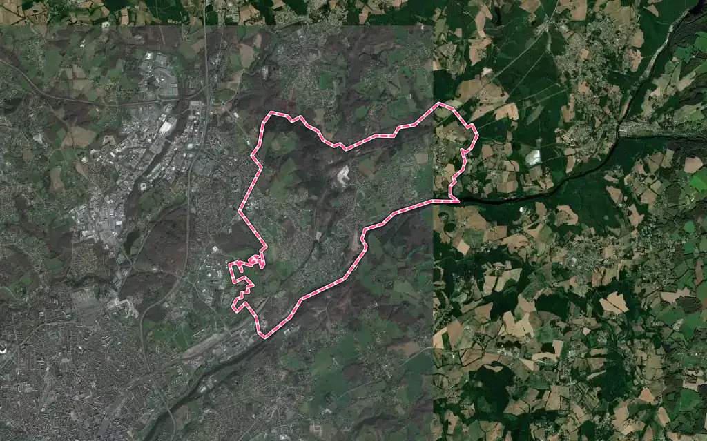 Vue satellite de Le Palais-sur-Vienne avec ses contours administratifs