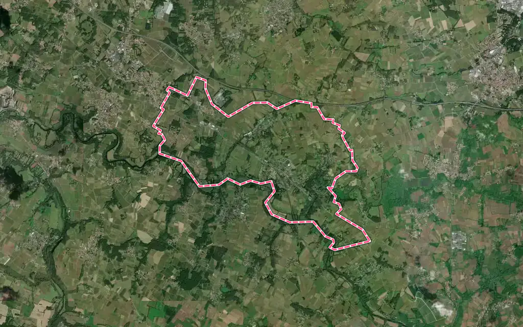 Vue satellite de Le Pallet avec ses contours administratifs