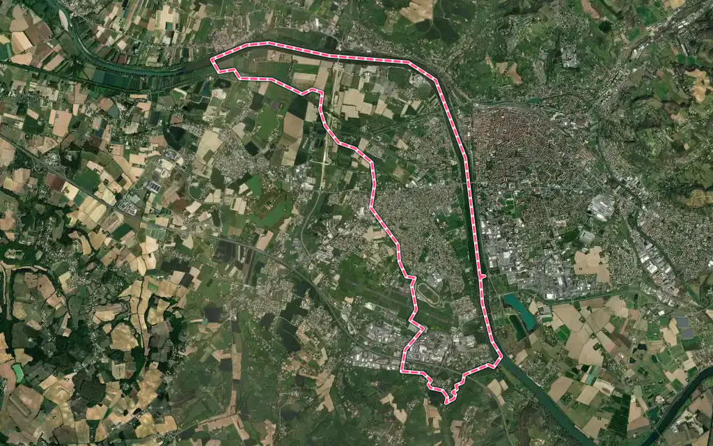 Vue satellite de Le Passage avec ses contours administratifs