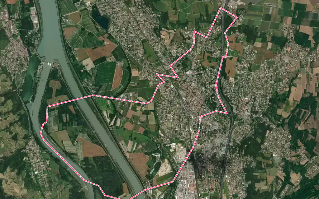 Vue satellite de Le Péage-de-Roussillon avec ses contours administratifs