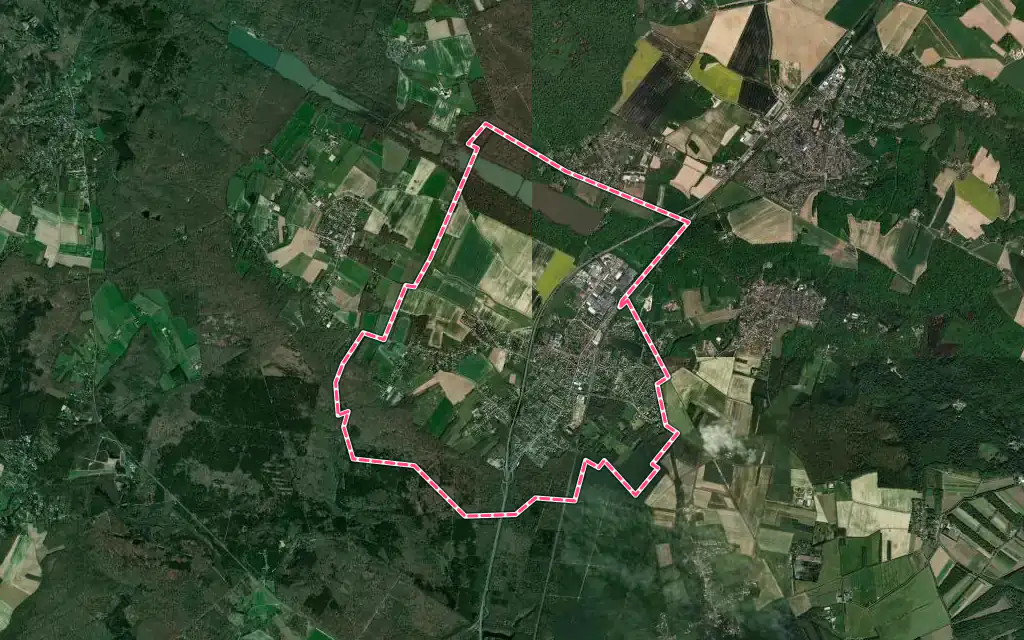 Vue satellite de Le Perray-en-Yvelines avec ses contours administratifs