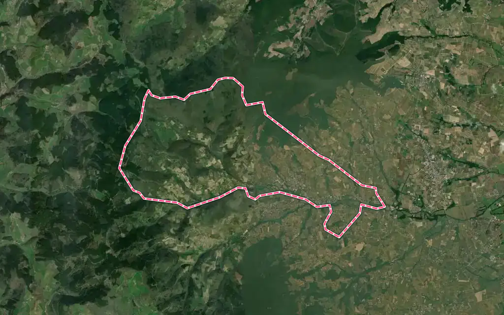 Vue satellite de Le Perréon avec ses contours administratifs