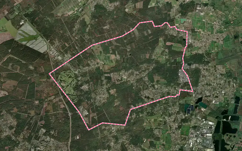 Vue satellite de Le Pian-Médoc avec ses contours administratifs