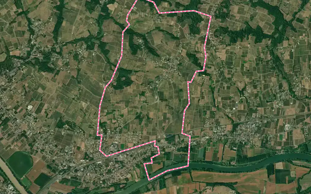 Vue satellite de Le Pian-sur-Garonne avec ses contours administratifs