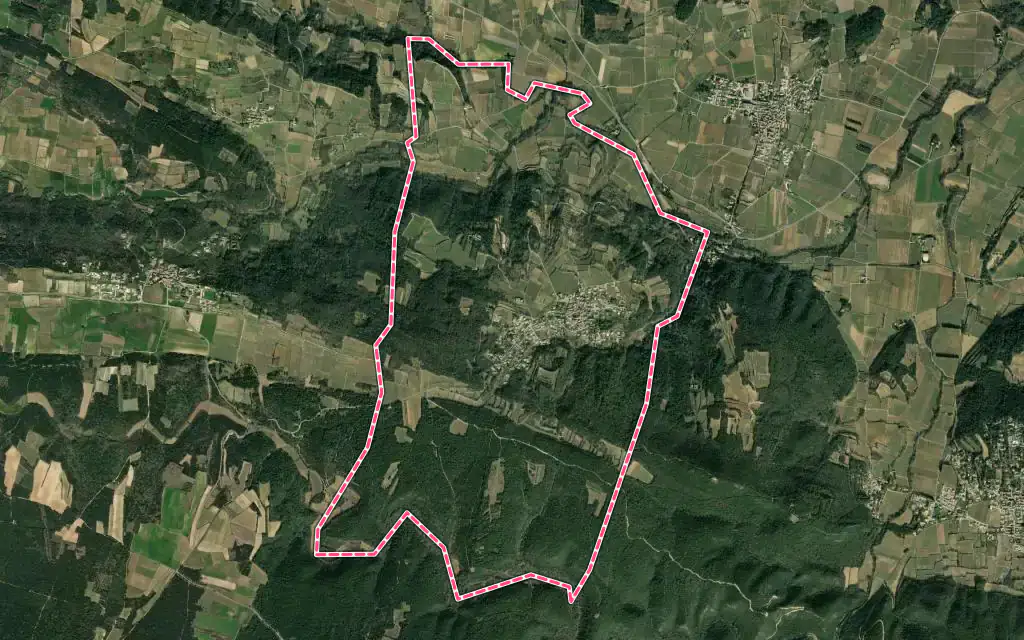 Vue satellite de Le Pin avec ses contours administratifs