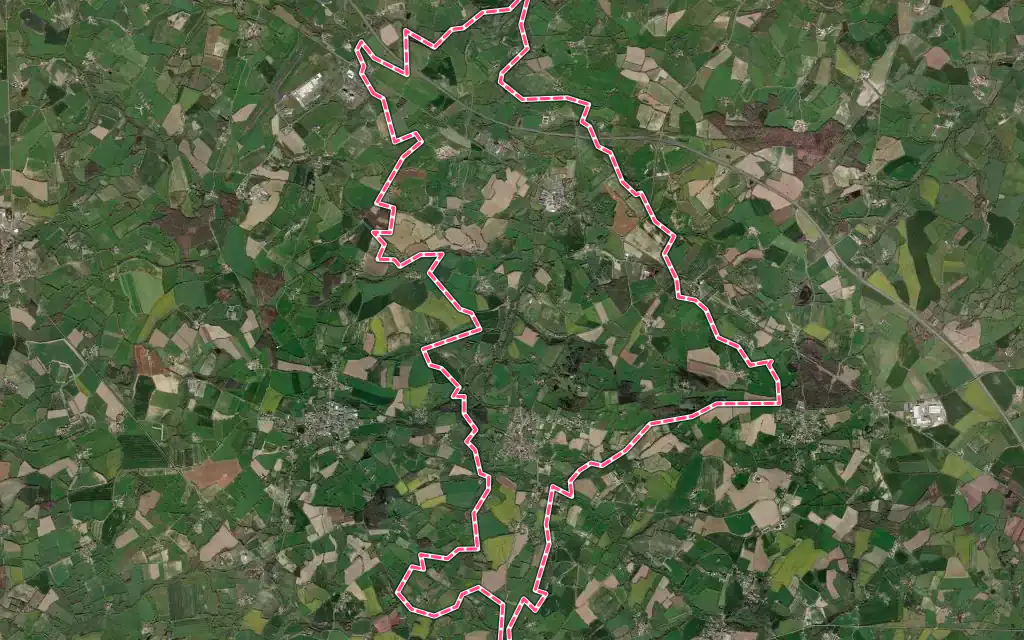 Vue satellite de Le Pin avec ses contours administratifs