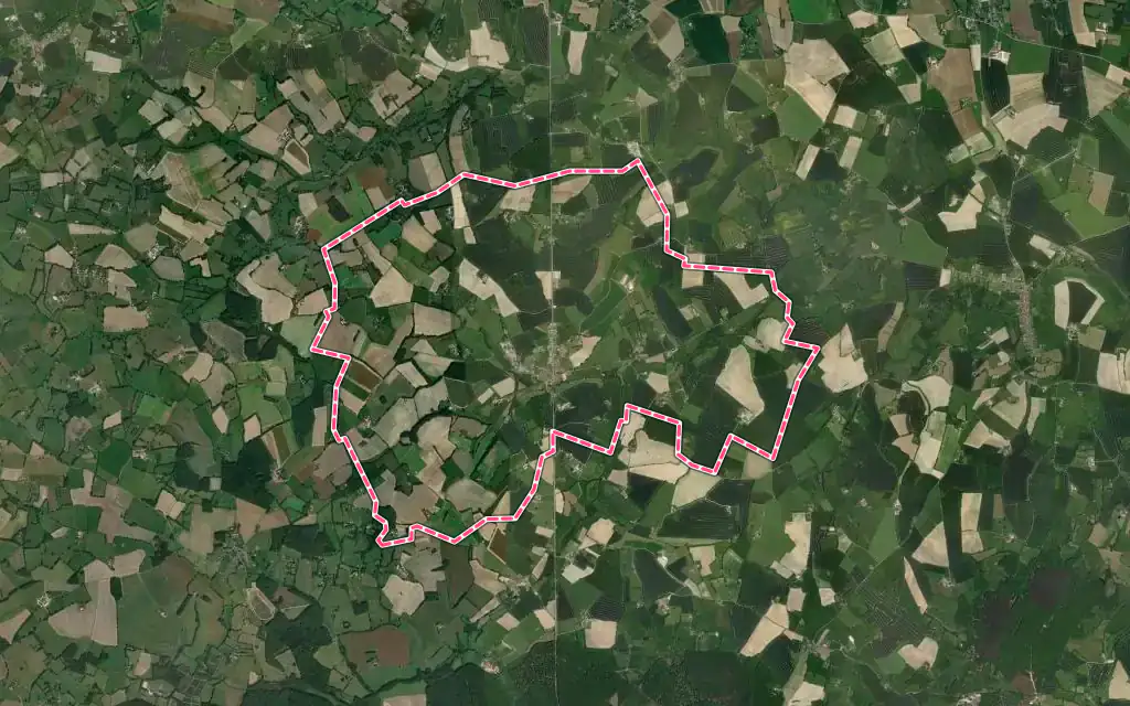 Vue satellite de Le Pin-la-Garenne avec ses contours administratifs