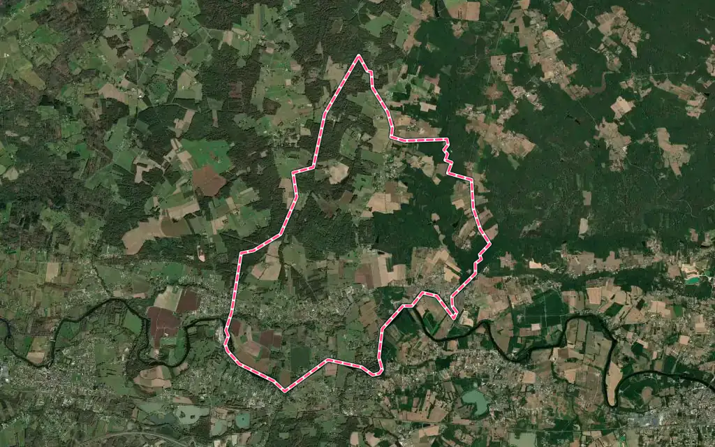 Vue satellite de Le Pizou avec ses contours administratifs