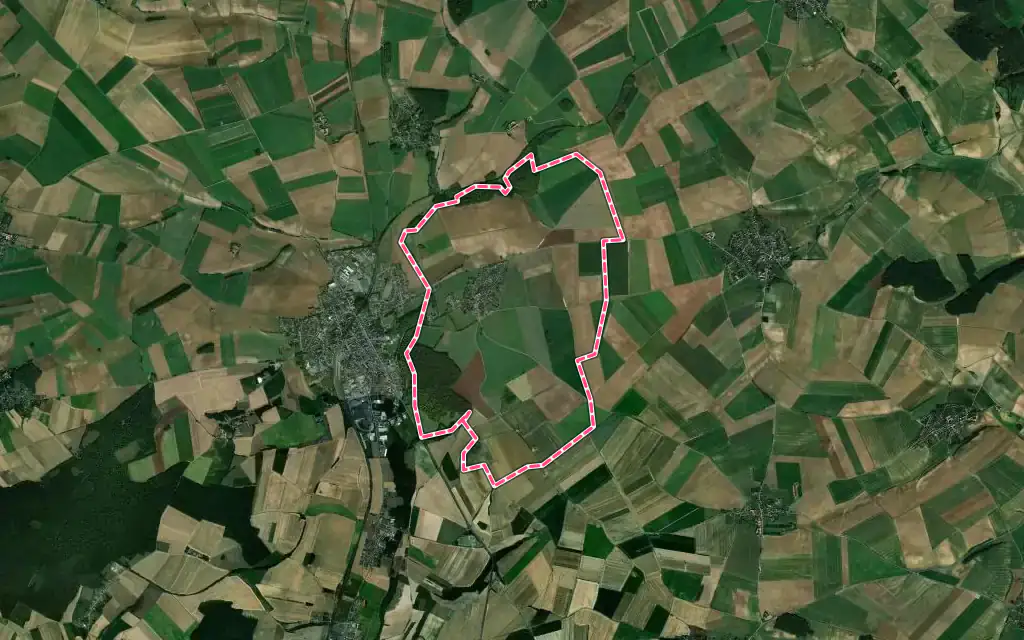 Vue satellite de Le Plessier-sur-Saint-Just avec ses contours administratifs