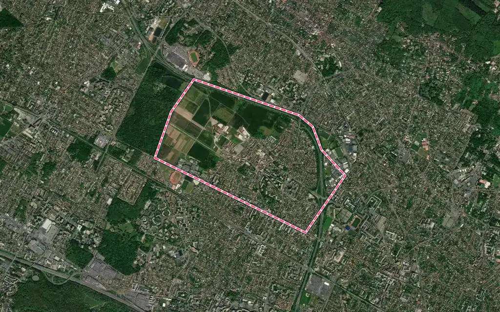 Vue satellite de Le Plessis-Bouchard avec ses contours administratifs