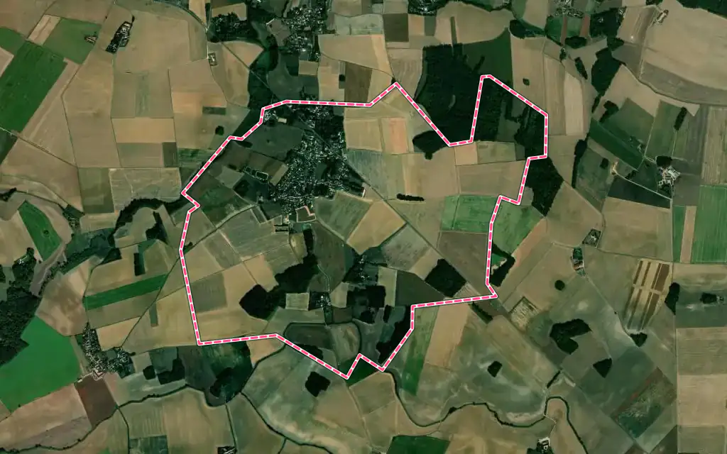 Vue satellite de Le Plessis-Feu-Aussoux avec ses contours administratifs