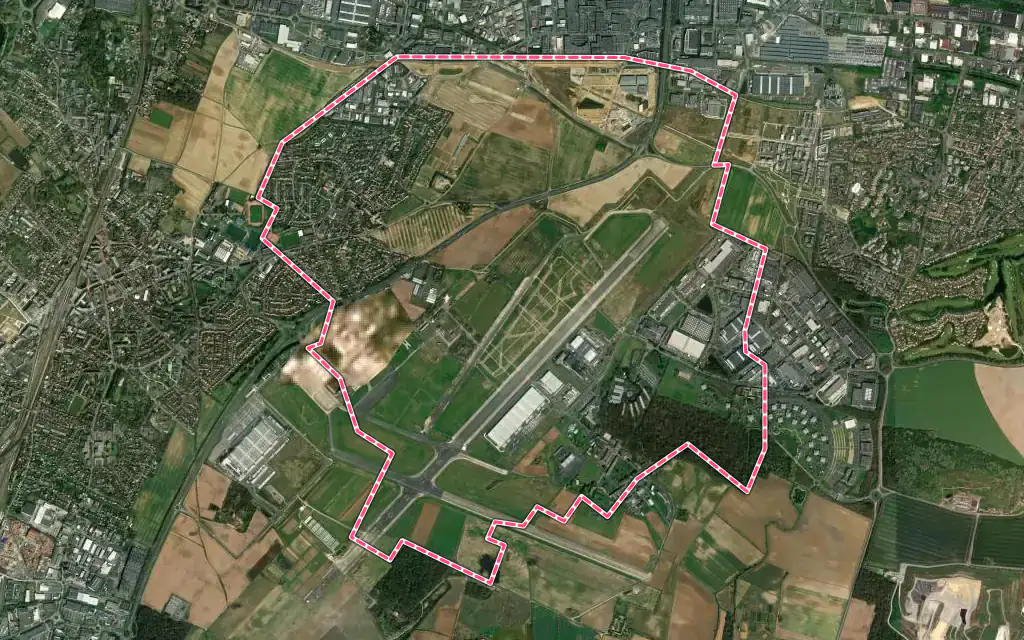 Vue satellite de Le Plessis-Pâté avec ses contours administratifs