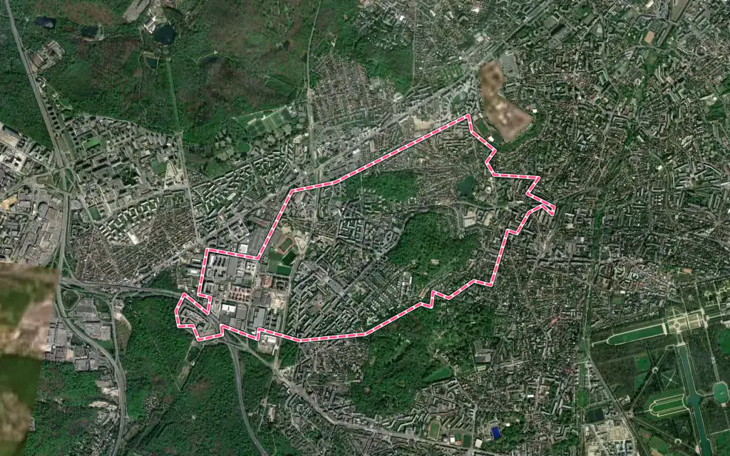 Vue satellite de Le Plessis-Robinson avec ses contours administratifs