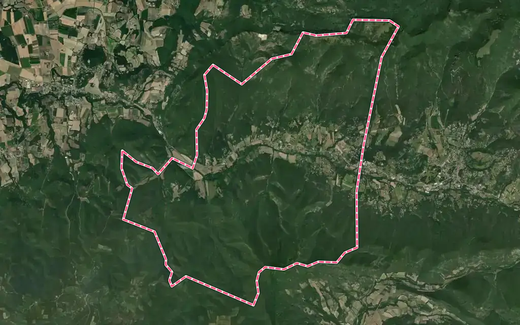 Vue satellite de Le Poët-Laval avec ses contours administratifs