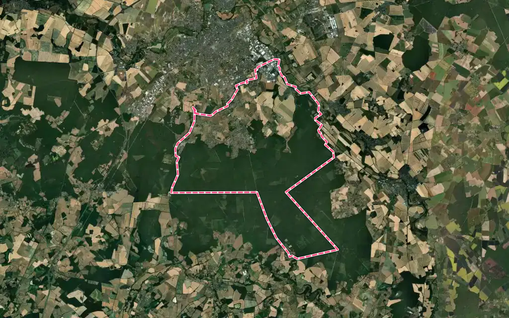 Vue satellite de Le Poinçonnet avec ses contours administratifs