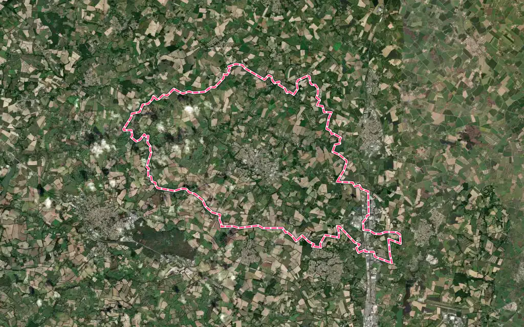 Vue satellite de Le Poiré-sur-Vie avec ses contours administratifs