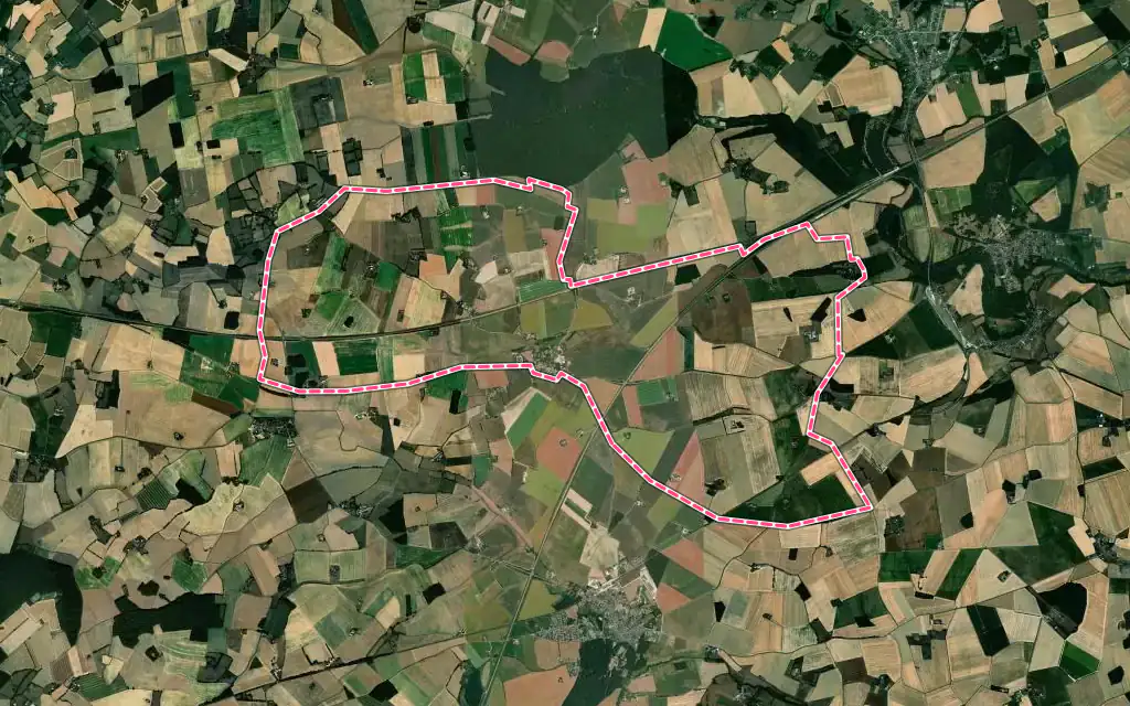 Vue satellite de Le Poislay avec ses contours administratifs
