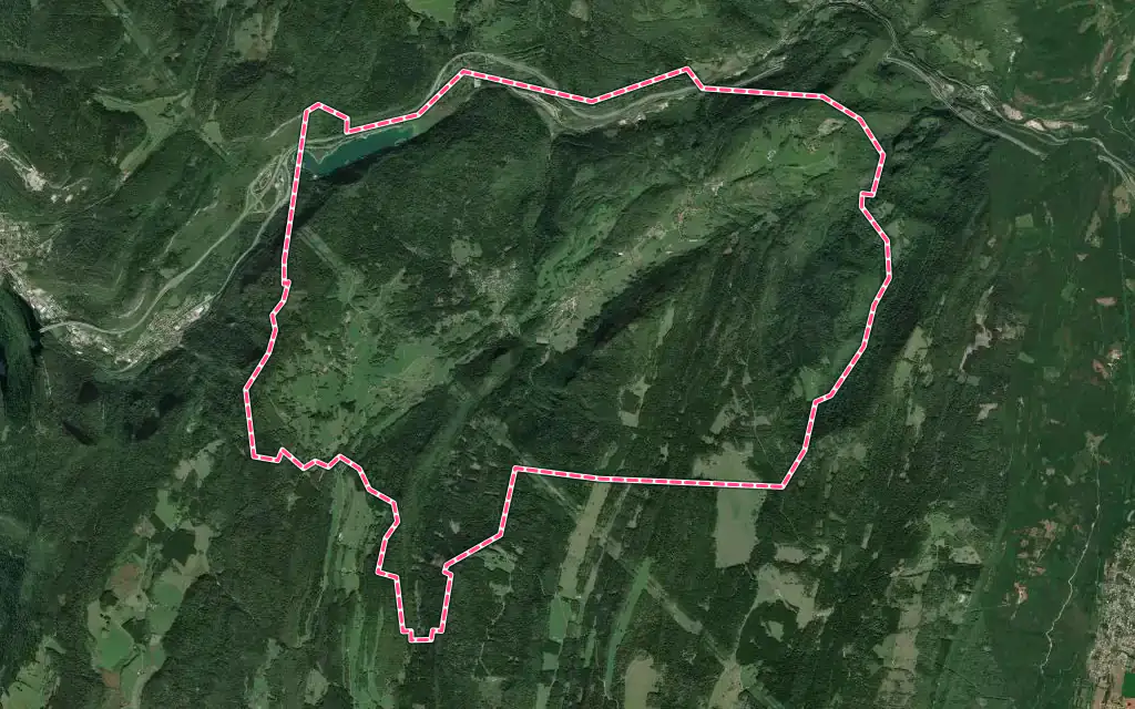 Vue satellite de Le Poizat-Lalleyriat avec ses contours administratifs