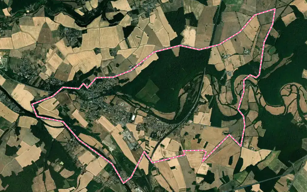 Vue satellite de Le Pont-Chrétien-Chabenet avec ses contours administratifs