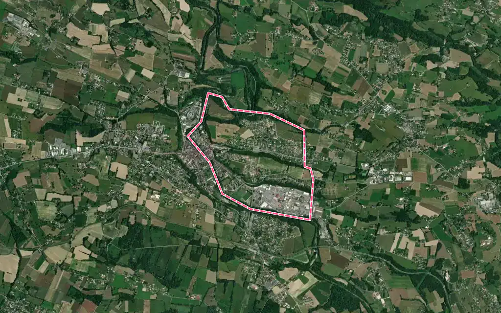 Vue satellite de Le Pont-de-Beauvoisin avec ses contours administratifs