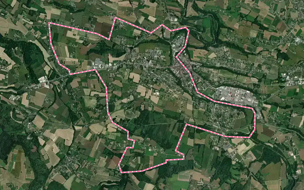 Vue satellite de Le Pont-de-Beauvoisin avec ses contours administratifs