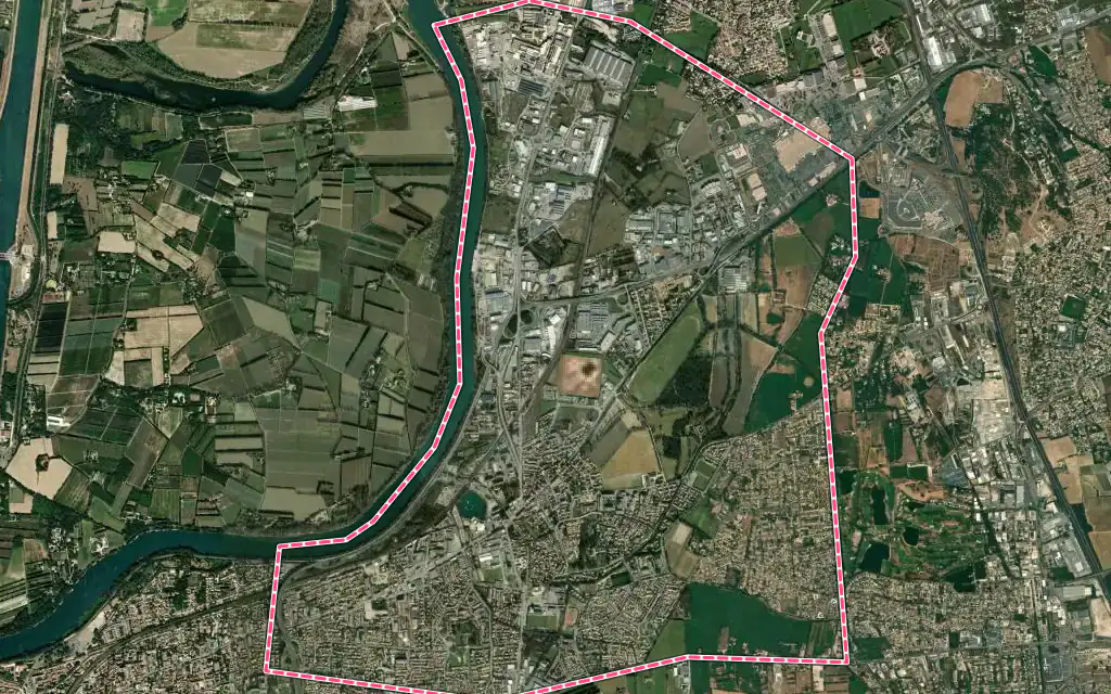 Vue satellite de Le Pontet avec ses contours administratifs