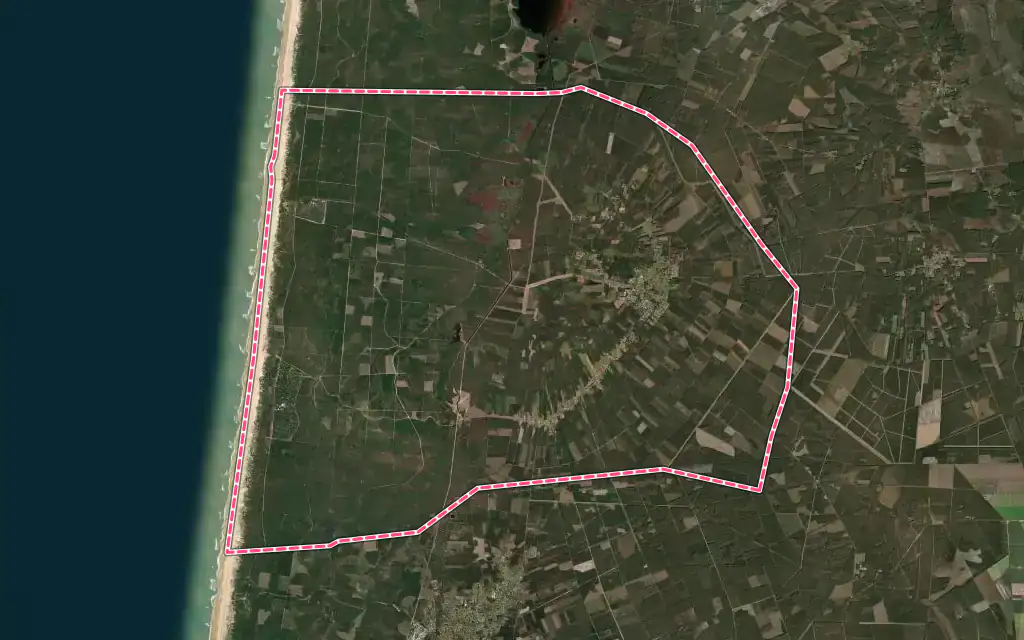 Vue satellite de Le Porge avec ses contours administratifs