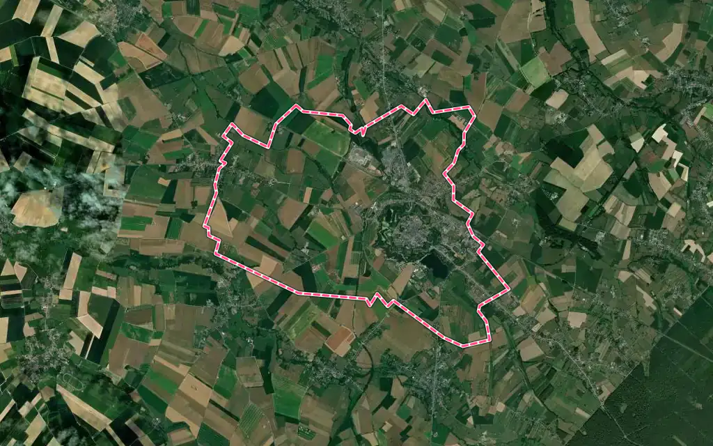 Vue satellite de Le Quesnoy avec ses contours administratifs