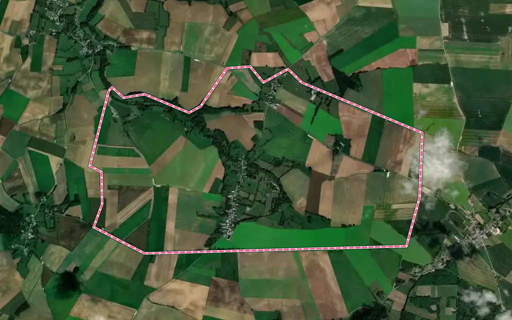 Vue satellite de Le Sourd avec ses contours administratifs