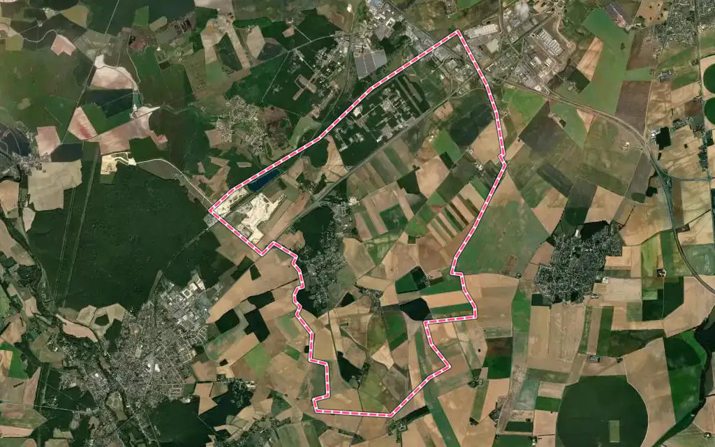 Vue satellite de Le Subdray avec ses contours administratifs