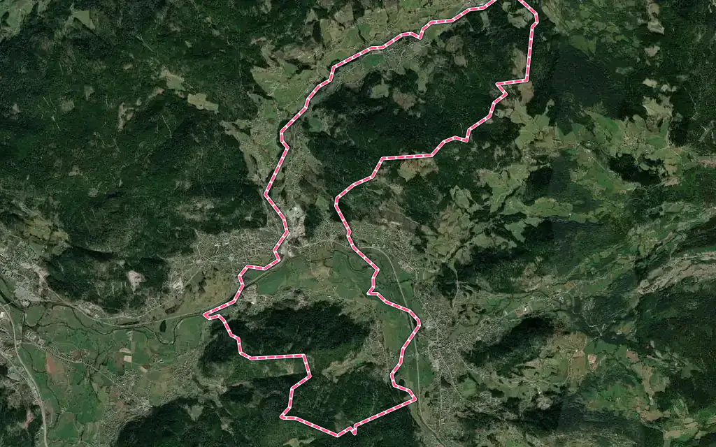 Vue satellite de Le Syndicat avec ses contours administratifs