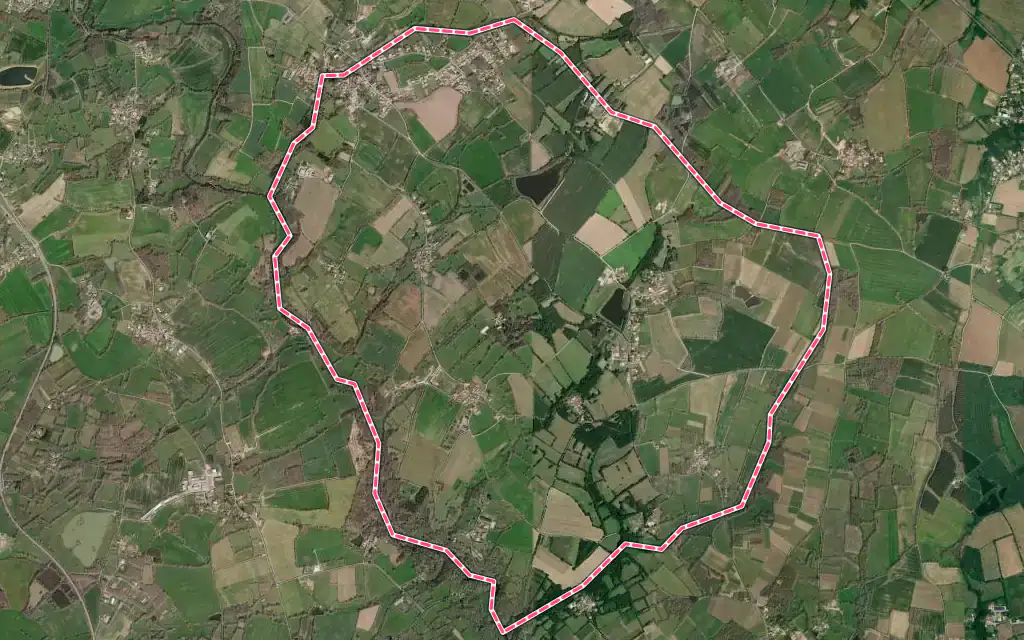 Vue satellite de Le Tablier avec ses contours administratifs