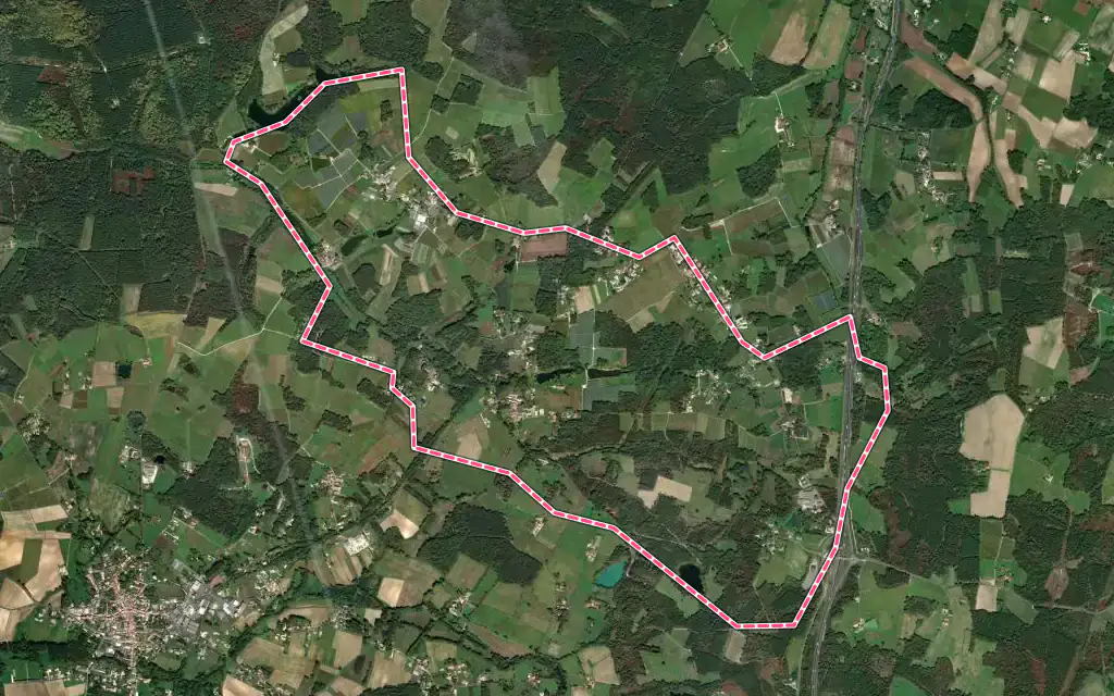 Vue satellite de Le Tâtre avec ses contours administratifs