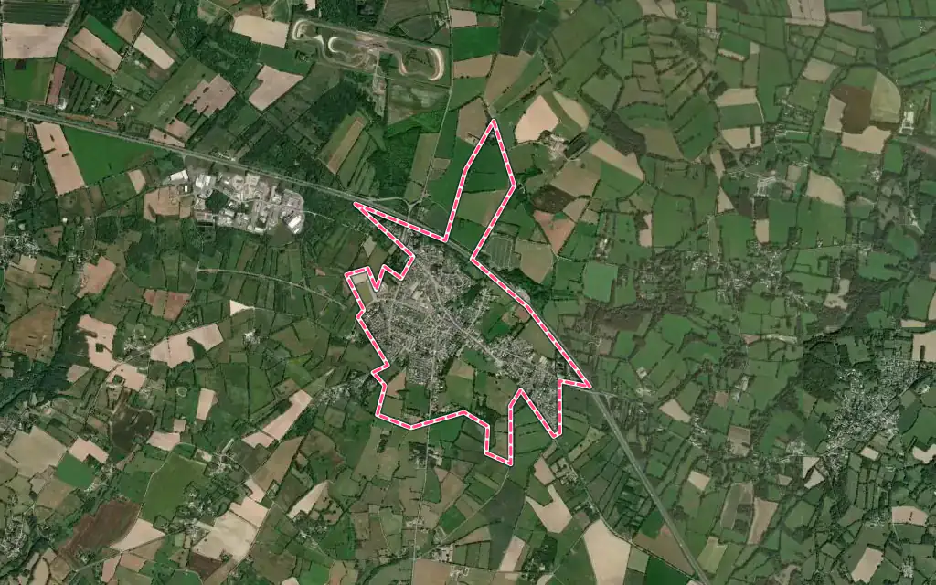 Vue satellite de Le Temple-de-Bretagne avec ses contours administratifs