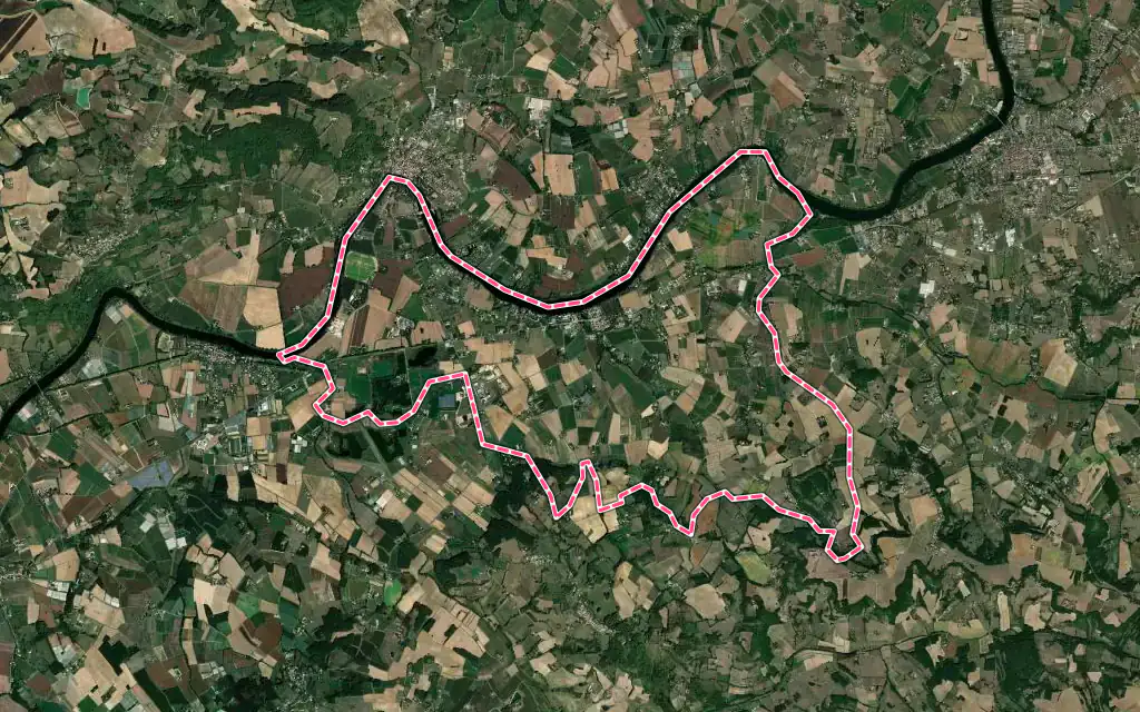 Vue satellite de Le Temple-sur-Lot avec ses contours administratifs