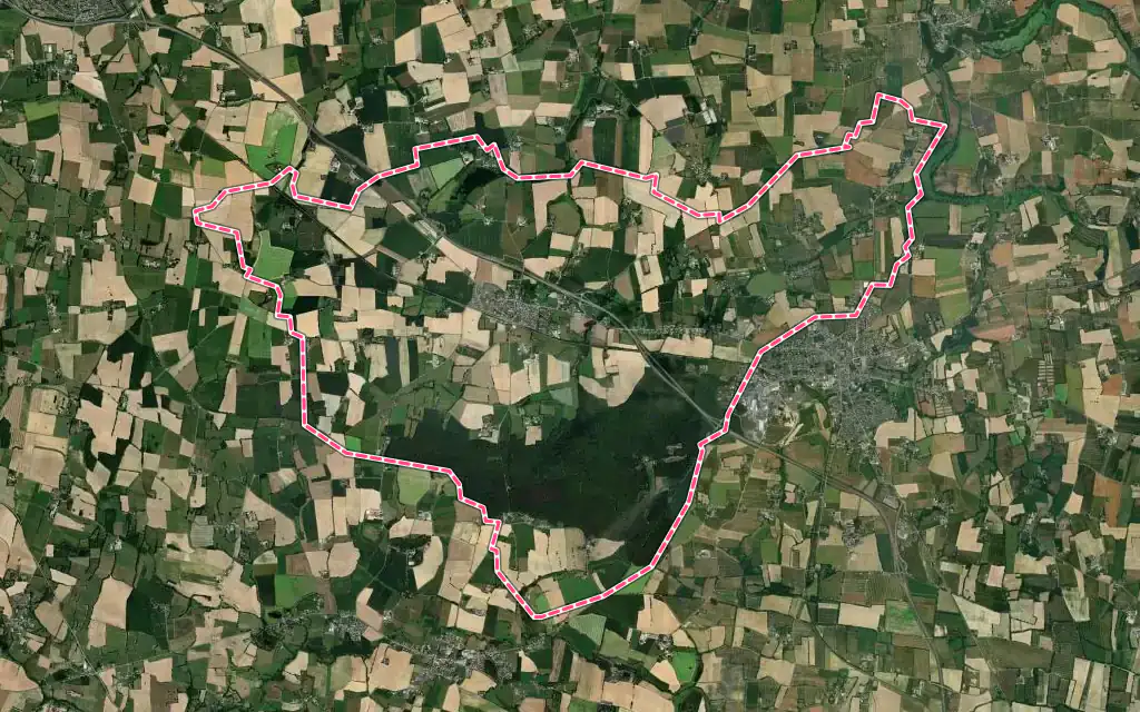 Vue satellite de Le Theil-de-Bretagne avec ses contours administratifs