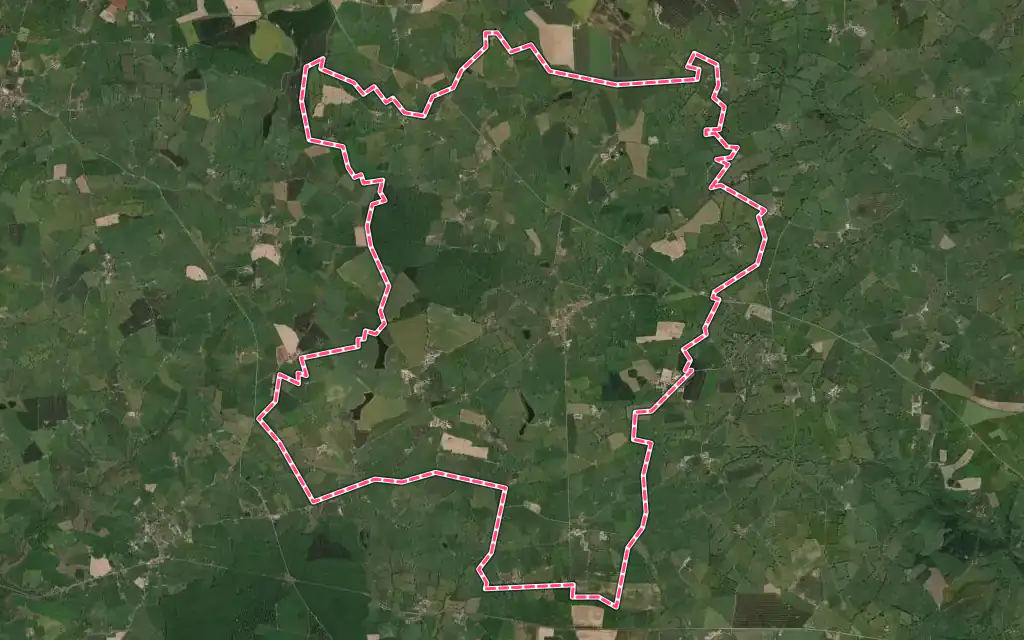 Vue satellite de Le Theil avec ses contours administratifs