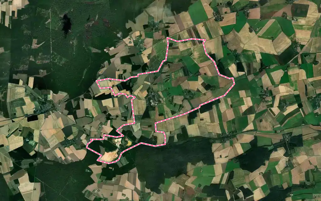Vue satellite de Le Thieulin avec ses contours administratifs