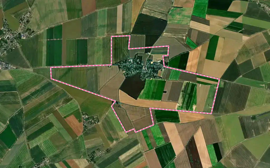 Vue satellite de Le Thil avec ses contours administratifs